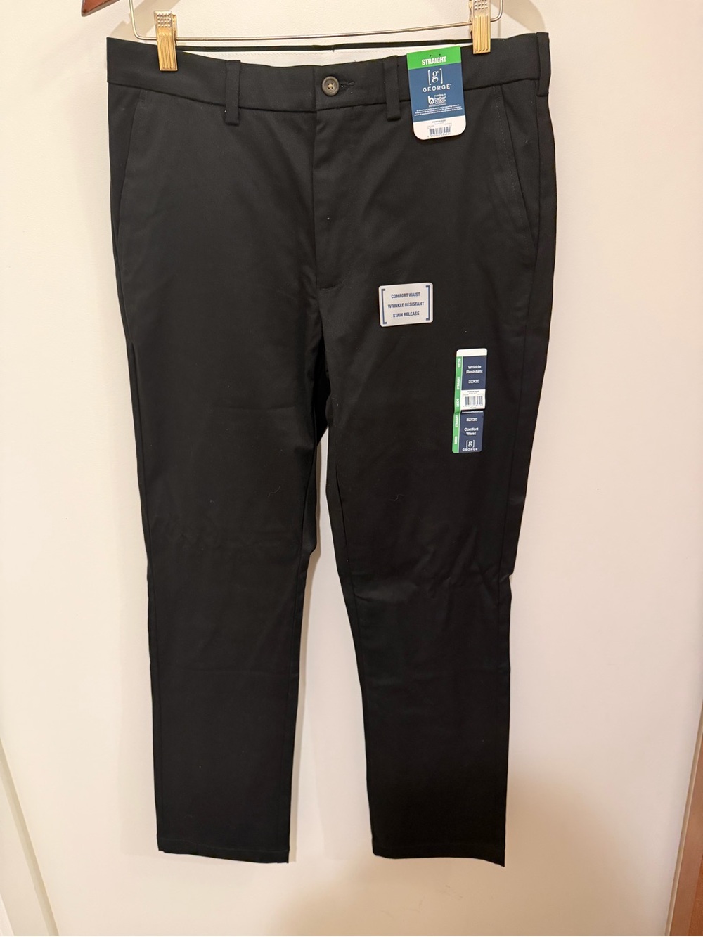 George Black Straight Chinos for Men Size 32X30